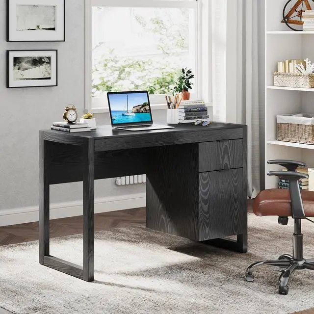 Alt view image 4 of 7 - SlickBlue Modern Computer Desk Writing Workstation with Cabinet and Drawer