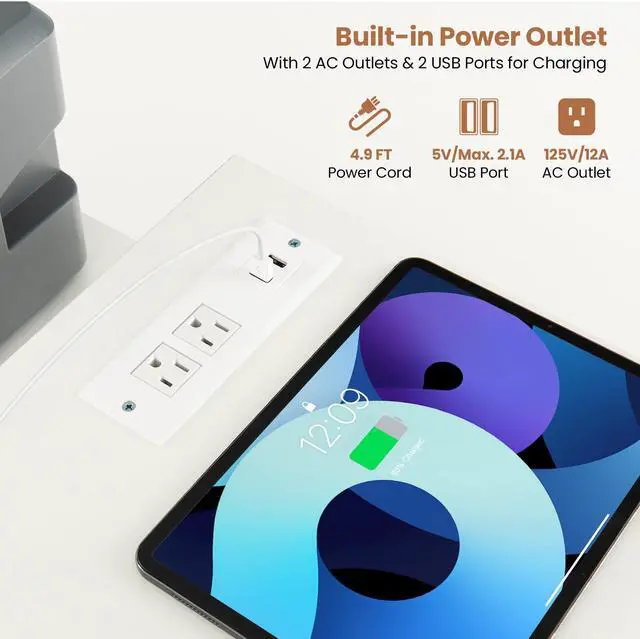 Alt view image 7 of 7 - SlickBlue L-shaped Computer Desk with Power Outlet for Working Studying Gaming