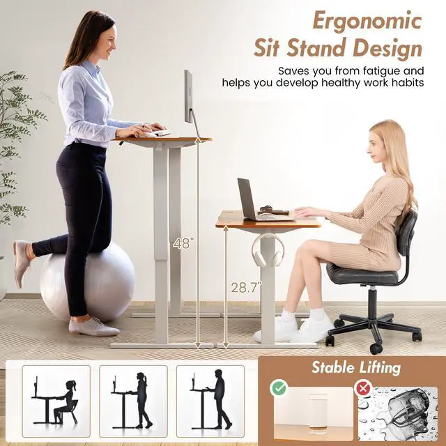 Alt view image 6 of 7 - SlickBlue  Sit Stand Home Office Desk with 3 Memory Height Settings