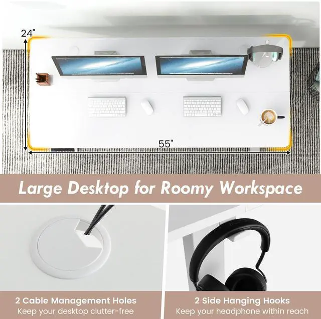 Alt view image 6 of 7 - SlickBlue  Sit Stand Home Office Desk with 3 Memory Height Settings