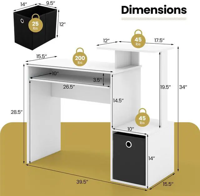 Alt view image 5 of 7 - SlickBlue Space-saving Computer Desk with Pull-out Keyboard Tray