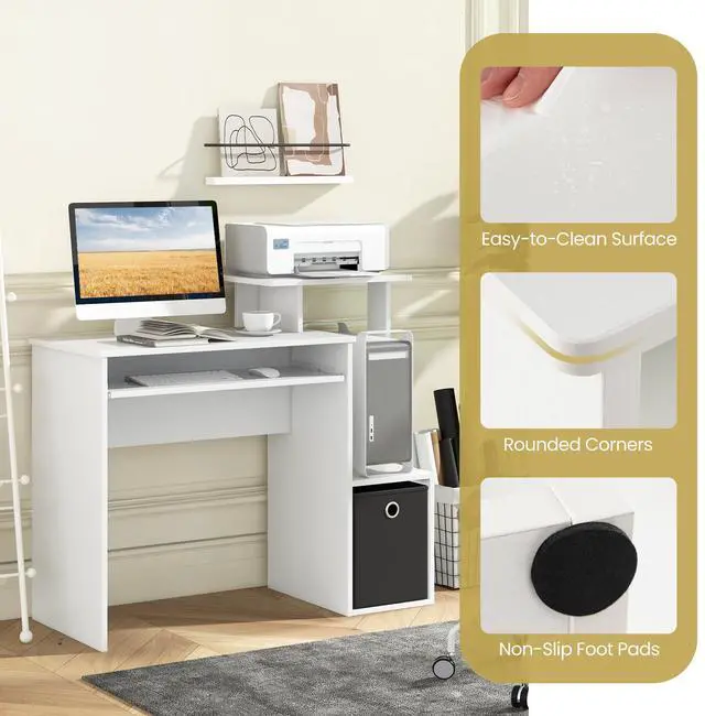 Alt view image 7 of 7 - SlickBlue Space-saving Computer Desk with Pull-out Keyboard Tray