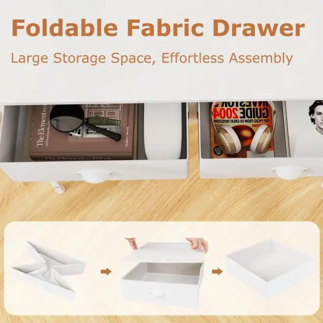 Alt view image 6 of 7 - SlickBlue Space Saving Home Office Desk with 2 Fabric Drawers and 4 Hanging Hooks