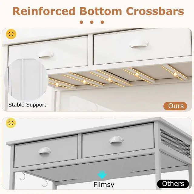Alt view image 7 of 7 - SlickBlue Space Saving Home Office Desk with 2 Fabric Drawers and 4 Hanging Hooks