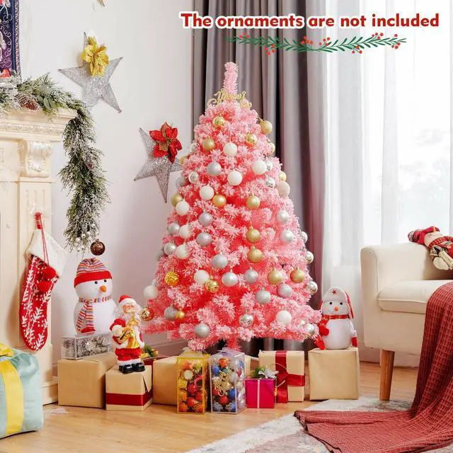 Alt view image 3 of 7 - SlickBlue Pink Christmas Tree with Snow Flocked PVC Tips and Metal Stand