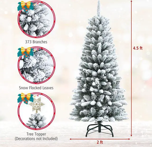 Alt view image 4 of 7 - SlickBlue Snow-Flocked Hinged Artificial Christmas Pencil Tree with Mixed Tips