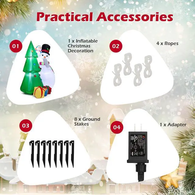 Alt view image 5 of 7 - SlickBlue  Tall Inflatable Christmas Snowman and Tree Decoration Set with LED Lights