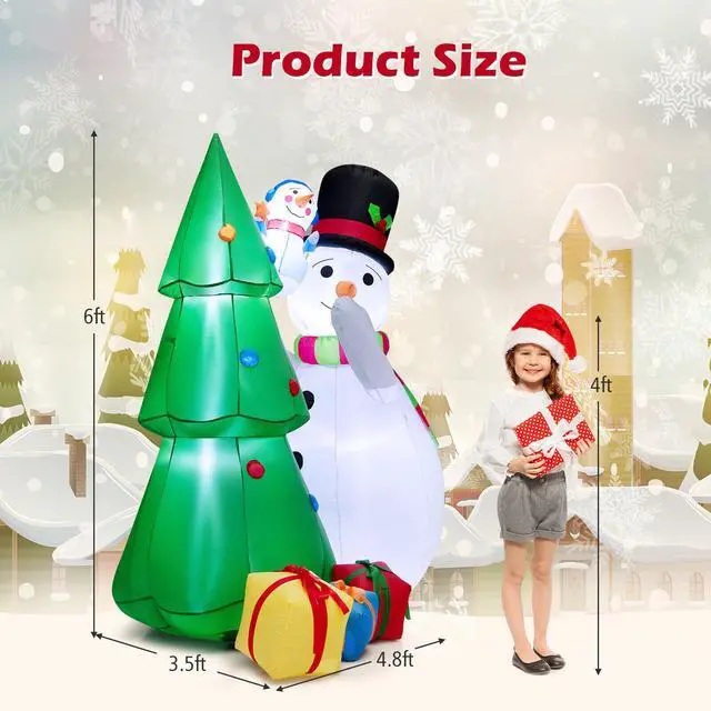 Alt view image 4 of 7 - SlickBlue  Tall Inflatable Christmas Snowman and Tree Decoration Set with LED Lights
