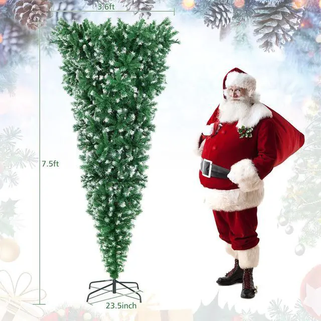 Alt view image 4 of 7 - SlickBlue  Pre-Lit Snowy Upside Down Christmas Tree 1100 Tips