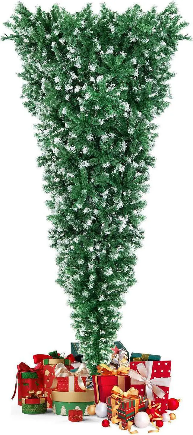 Alt view image 7 of 7 - SlickBlue  Pre-Lit Snowy Upside Down Christmas Tree 1100 Tips