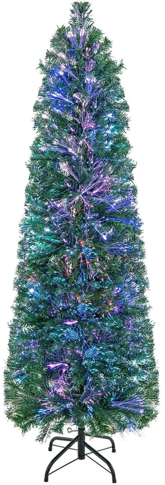 Alt view image 4 of 7 - SlickBlue Pre-Lit Christmas Pencil Tree with Colorful Fiber Optics