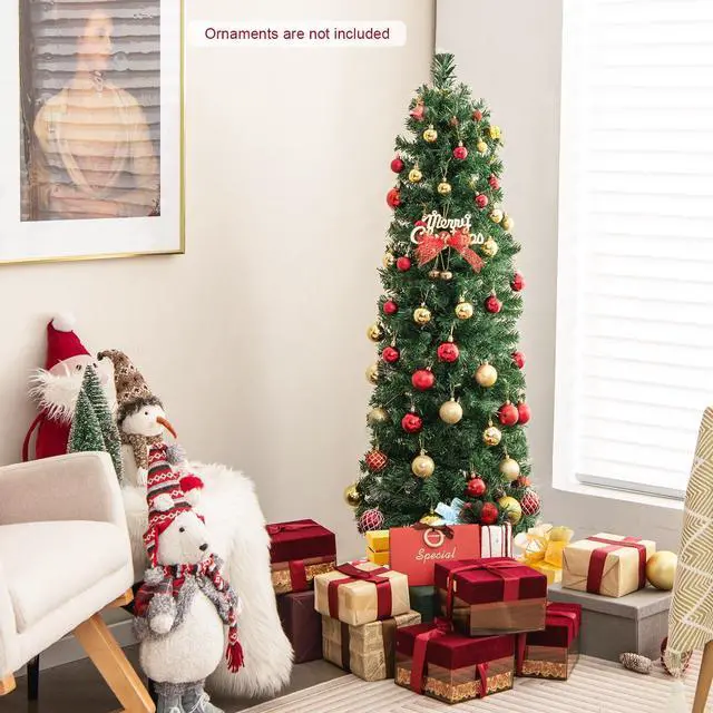 Alt view image 3 of 7 - SlickBlue Pre-Lit Christmas Pencil Tree with Colorful Fiber Optics