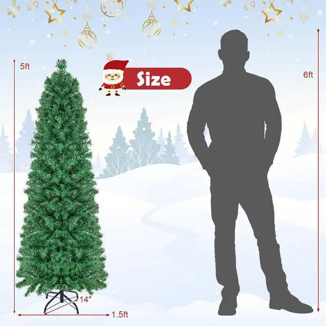Alt view image 5 of 7 - SlickBlue Pre-Lit Christmas Pencil Tree with Colorful Fiber Optics