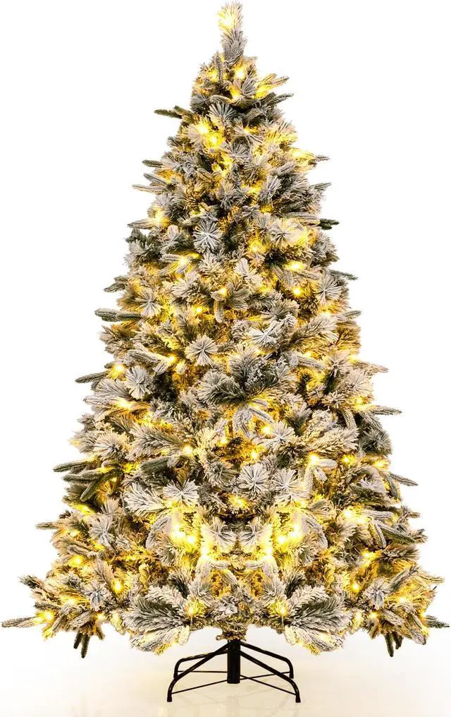 Main image of SlickBlue Flocked Christmas Tree with 250 Warm White LED Lights and 752 Mixed Branch Tips