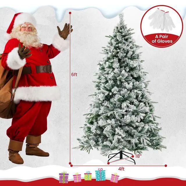 Alt view image 5 of 7 - SlickBlue Flocked Christmas Tree with 250 Warm White LED Lights and 752 Mixed Branch Tips