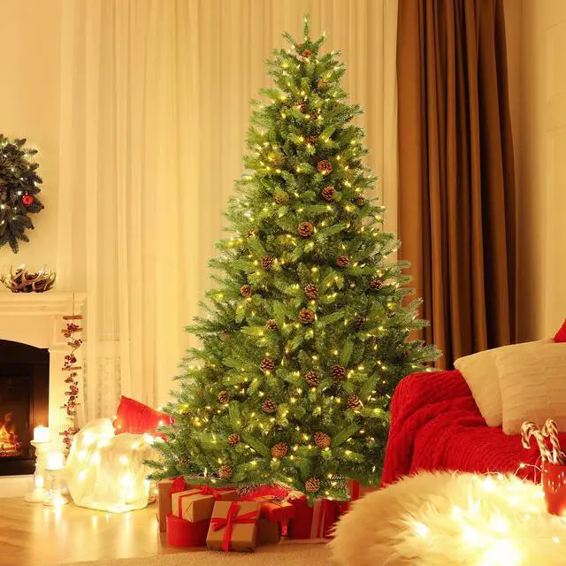 Alt view image 3 of 7 - SlickBlue Artificial Christmas Tree with Pine Cones and Adjustable Brightness