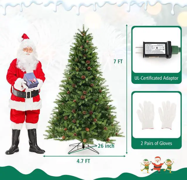 Alt view image 5 of 7 - SlickBlue Artificial Christmas Tree with Pine Cones and Adjustable Brightness