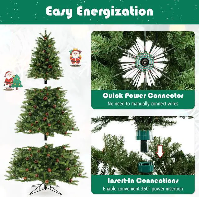 Alt view image 7 of 7 - SlickBlue Artificial Christmas Tree with Pine Cones and Adjustable Brightness