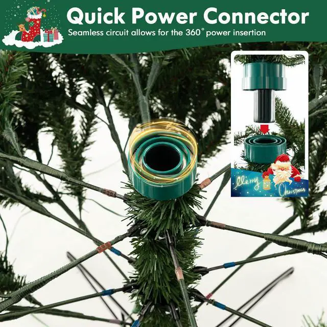 Alt view image 7 of 7 - SlickBlue Hinged Christmas Tree with 350 LED Lights Remote Control