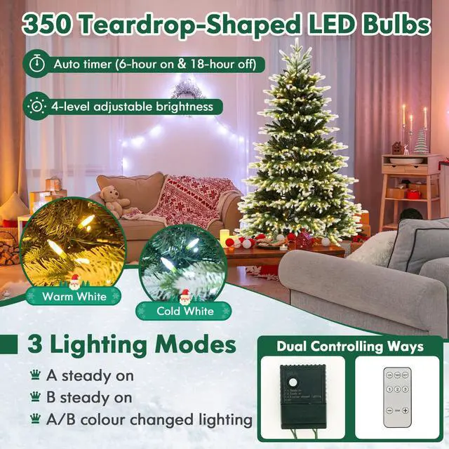 Alt view image 6 of 7 - SlickBlue Hinged Christmas Tree with 350 LED Lights Remote Control