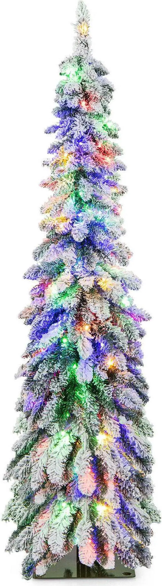 Main image of SlickBlue Pre-Lit Artificial Christmas Tree Snow-Flocked Slim Pencil Xmas Decor