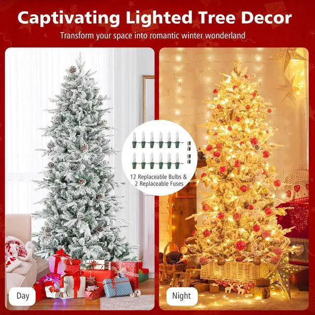 Alt view image 7 of 7 - Pre-Lit Artificial Christmas Tree with LED Lights for Festive Home Display