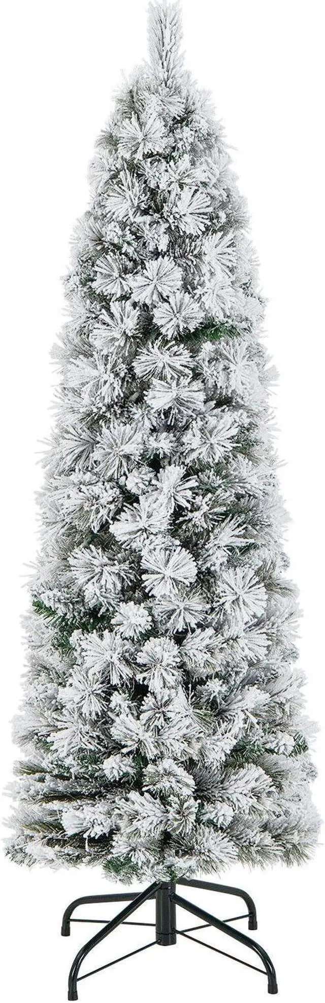 Main image of SlickBlue Pre-Lit Slim Flocked Christmas Tree with 258 Branch Tips and 100 Lights
