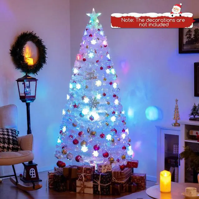 Alt view image 3 of 6 - SlickBlue Pre-Lit White Artificial Christmas Tree with Iridescent Leaves