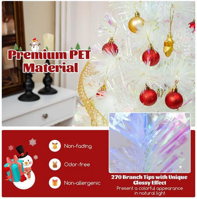 Alt view image 6 of 6 - SlickBlue Pre-Lit White Artificial Christmas Tree with Iridescent Leaves