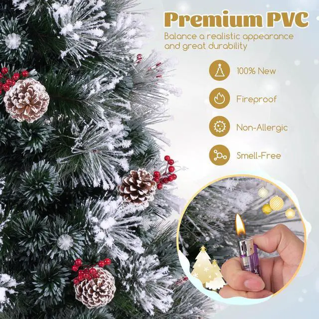 Alt view image 6 of 7 - SlickBlue Flocked Christmas Tree with 8 Lighting Modes