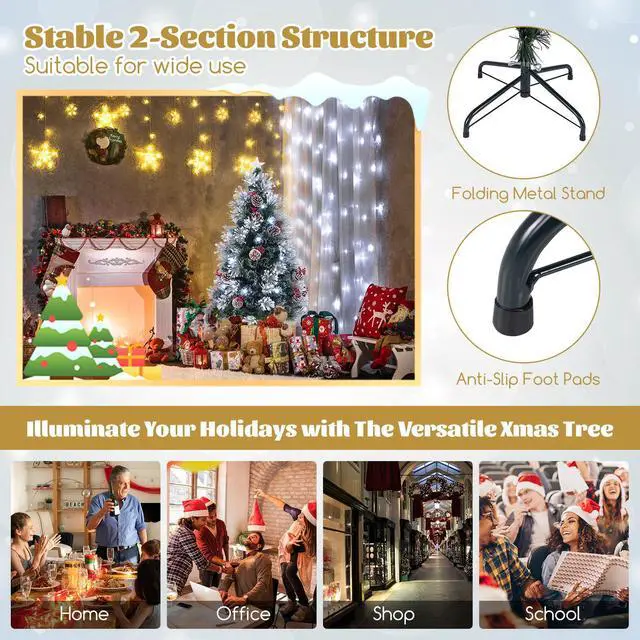 Alt view image 7 of 7 - SlickBlue Flocked Christmas Tree with 8 Lighting Modes