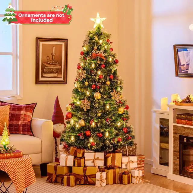 Alt view image 3 of 7 - SlickBlue Artificial Christmas Tree with Red Berries and Kerosene Lamps