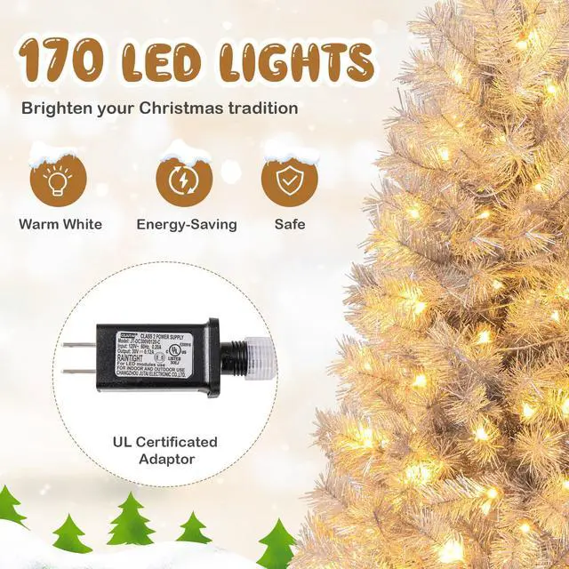 Alt view image 7 of 7 - SlickBlue Artificial Xmas Tree with Branch Tips and Warm White LED Lights