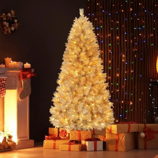 Alt view image 3 of 7 - SlickBlue Pre-Lit Artificial Xmas Tree with Full Branch Tips and Warm LED Lights