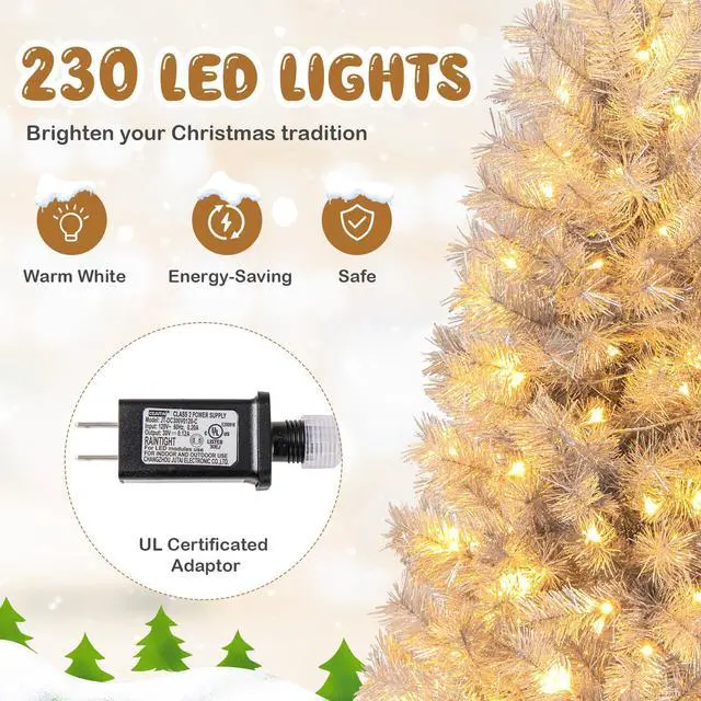 Alt view image 6 of 7 - SlickBlue Pre-Lit Artificial Xmas Tree with Full Branch Tips and Warm LED Lights