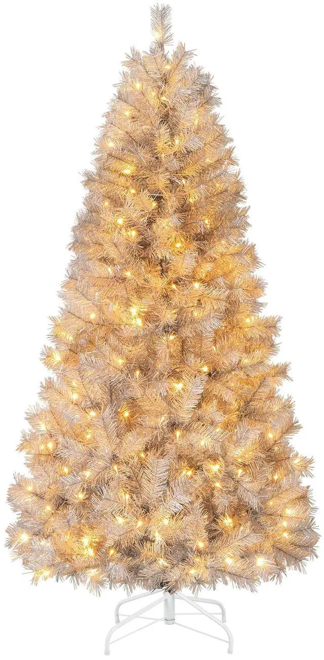 Alt view image 4 of 7 - SlickBlue Pre-Lit Artificial Xmas Tree with Full Branch Tips and Warm LED Lights