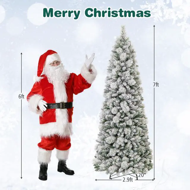 Alt view image 5 of 7 - SlickBlue Pre-Lit Flocked Pine Needle Christmas Tree with Soft LED Lights