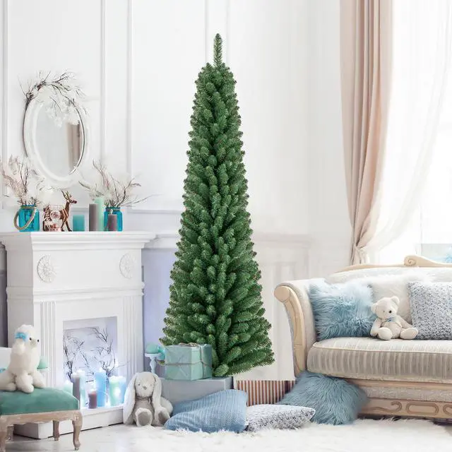 Alt view image 2 of 7 - Artificial Pencil Christmas Tree with Memory Wire Tips and Durable Metal Stand