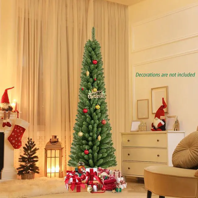 Alt view image 3 of 7 - Artificial Pencil Christmas Tree with Memory Wire Tips and Durable Metal Stand