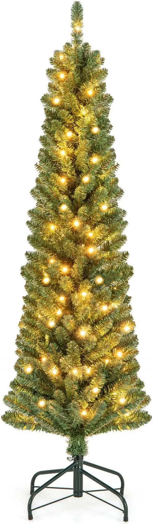 Alt view image 4 of 7 - SlickBlue Artificial Pencil Christmas Tree with Memory Wire Tips and Soft Glow LED Lights