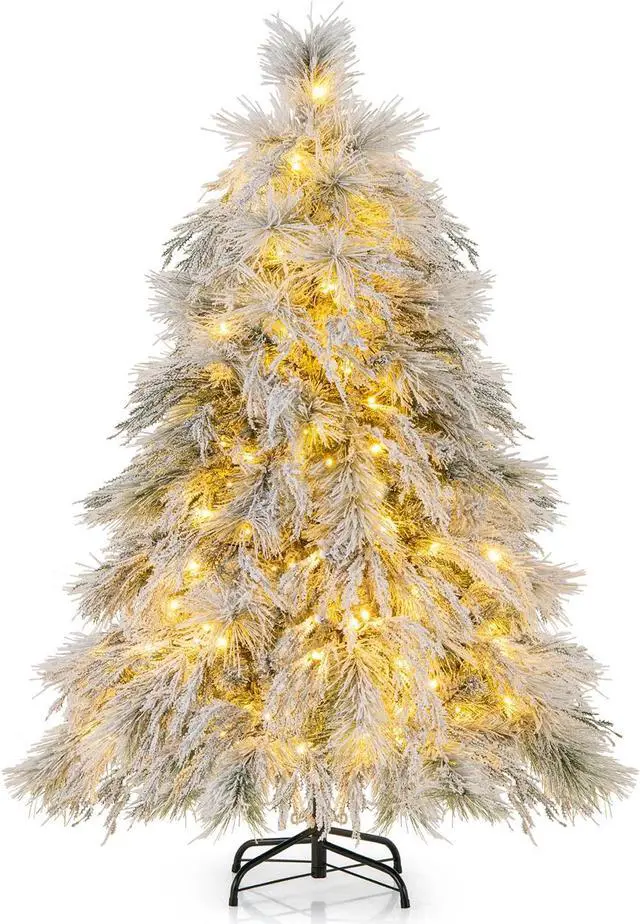 Main image of SlickBlue Pre-Lit Snow Flocked Christmas Tree with Warm White LED Lights