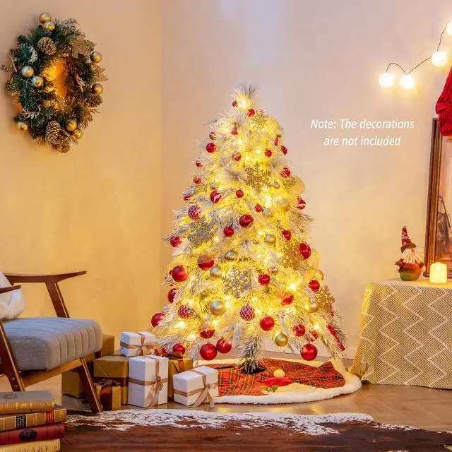 Alt view image 2 of 7 - SlickBlue Pre-Lit Snow Flocked Christmas Tree with Warm White LED Lights