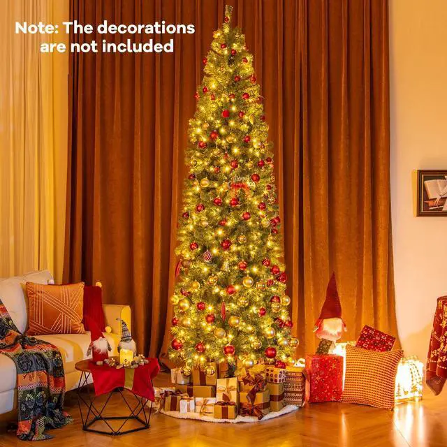 Alt view image 2 of 7 - SlickBlue Pre-Lit Slim Blue Artificial Christmas Tree with 9 Lighting Modes