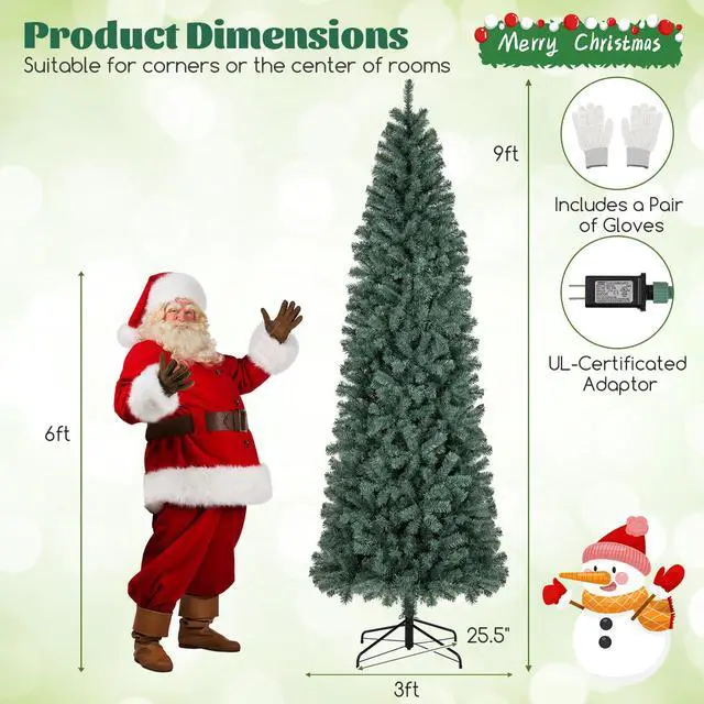 Alt view image 4 of 7 - SlickBlue Pre-Lit Slim Blue Artificial Christmas Tree with 9 Lighting Modes