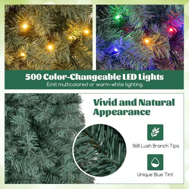 Alt view image 6 of 7 - SlickBlue Pre-Lit Slim Blue Artificial Christmas Tree with 9 Lighting Modes