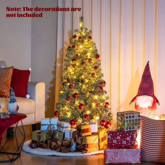Alt view image 5 of 7 - SlickBlue Pre-Lit Blue Artificial Christmas Tree Slim with 9 Lighting Modes-4.5 ft