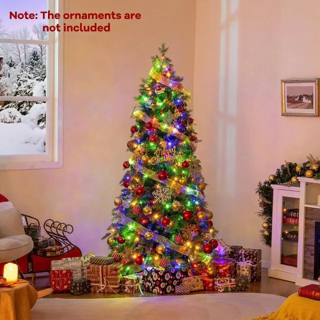 Alt view image 2 of 7 - SlickBlue Pre-Lit Artificial Christmas Tree with 11 Modes and Metal Stand-6 ft