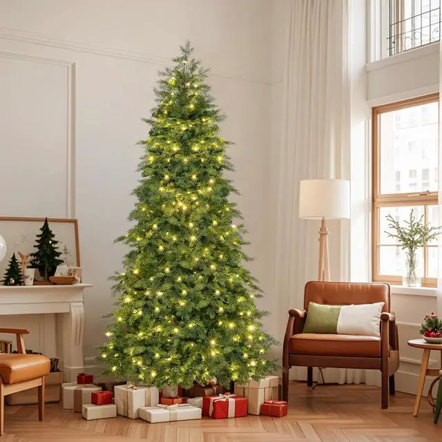 Alt view image 3 of 7 - SlickBlue Pre-Lit Artificial Christmas Tree with 11 Modes and Metal Stand-6 ft