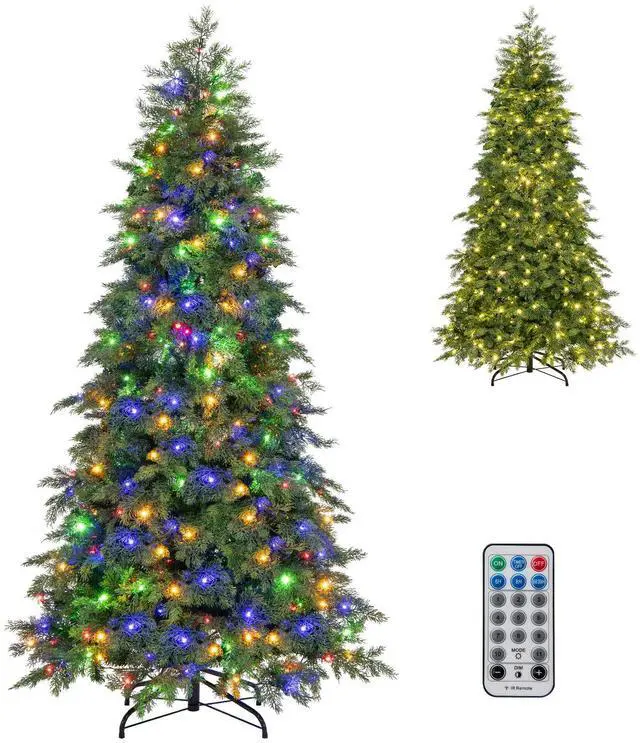 Alt view image 4 of 7 - SlickBlue Pre-Lit Artificial Christmas Tree with 11 Modes and Metal Stand-6 ft