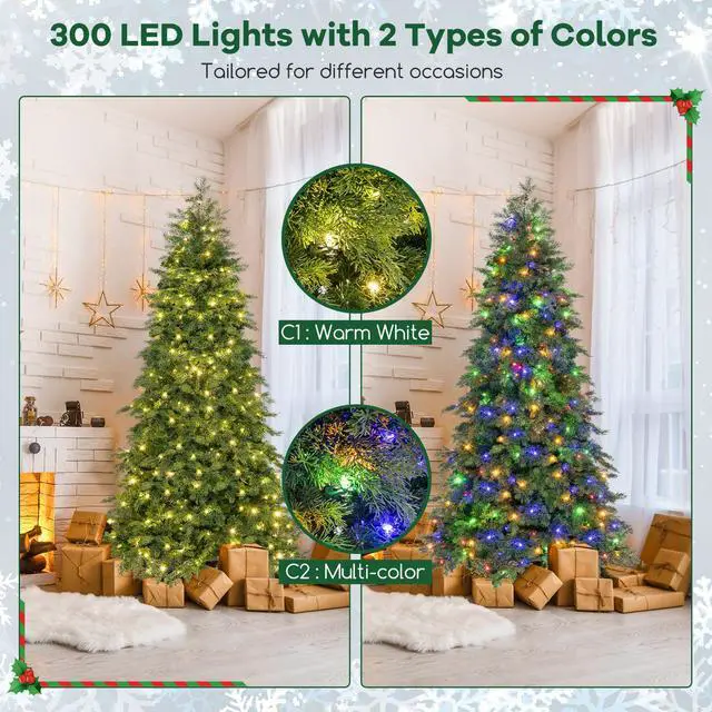 Alt view image 7 of 7 - SlickBlue Pre-Lit Artificial Christmas Tree with 11 Modes and Metal Stand-6 ft